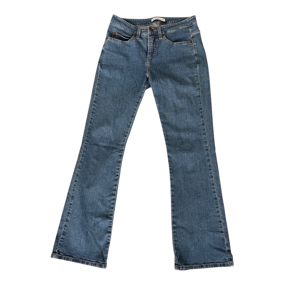 Lee Slender Secret Y2K Low Rise Bootcut Jeans sz 8 Short Blue Denim Streetwear